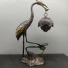 Copperware Collection Imitation Antique Copper Gilt Crane Inlaid Lotus Incense Burner Rural Old Object Desk Decoration