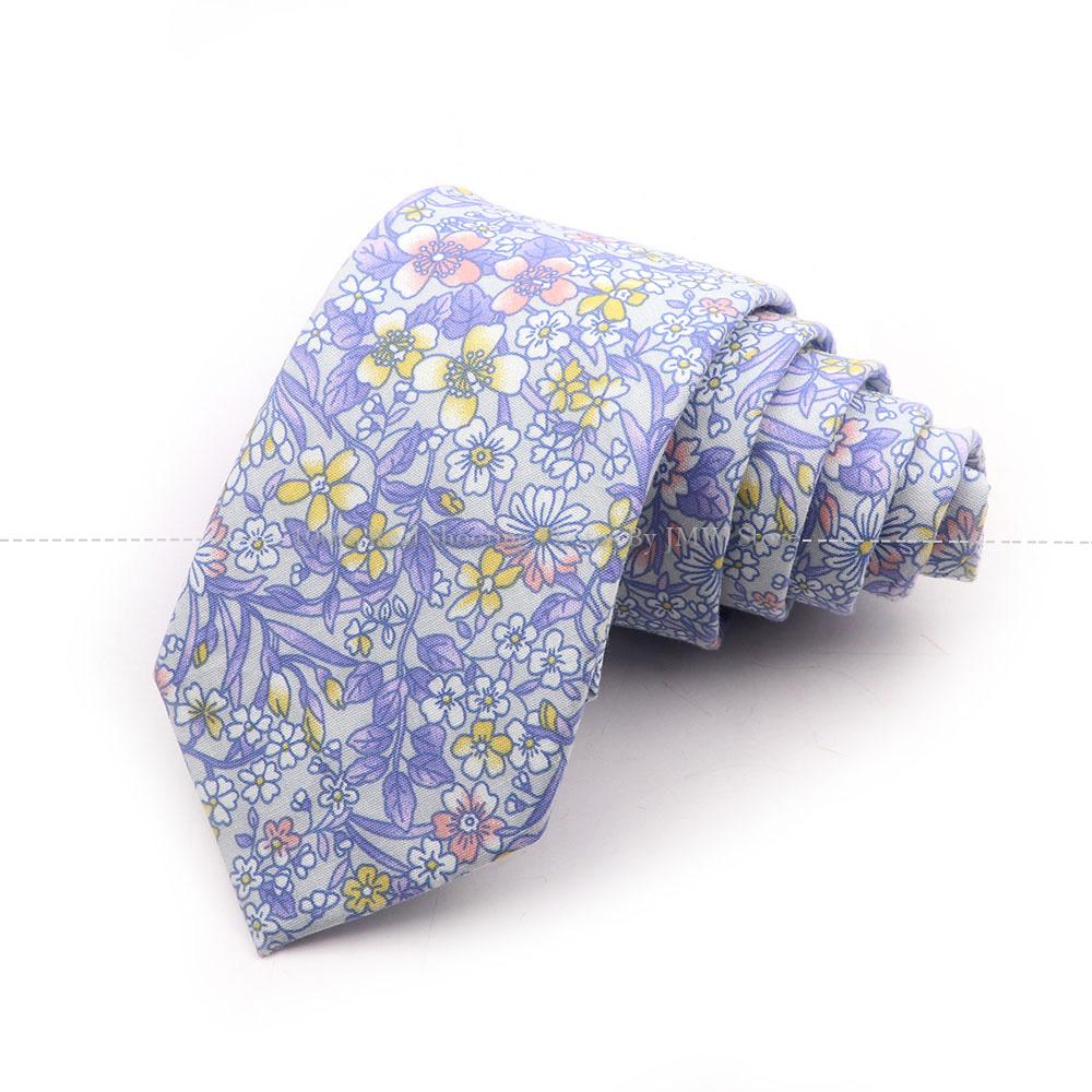 New Chic, Blumenkrawatte, 100 % Baumwollkrawatte, für Männer, helle Farbe, lässige schmale Krawatte, Hochzeitsfeier