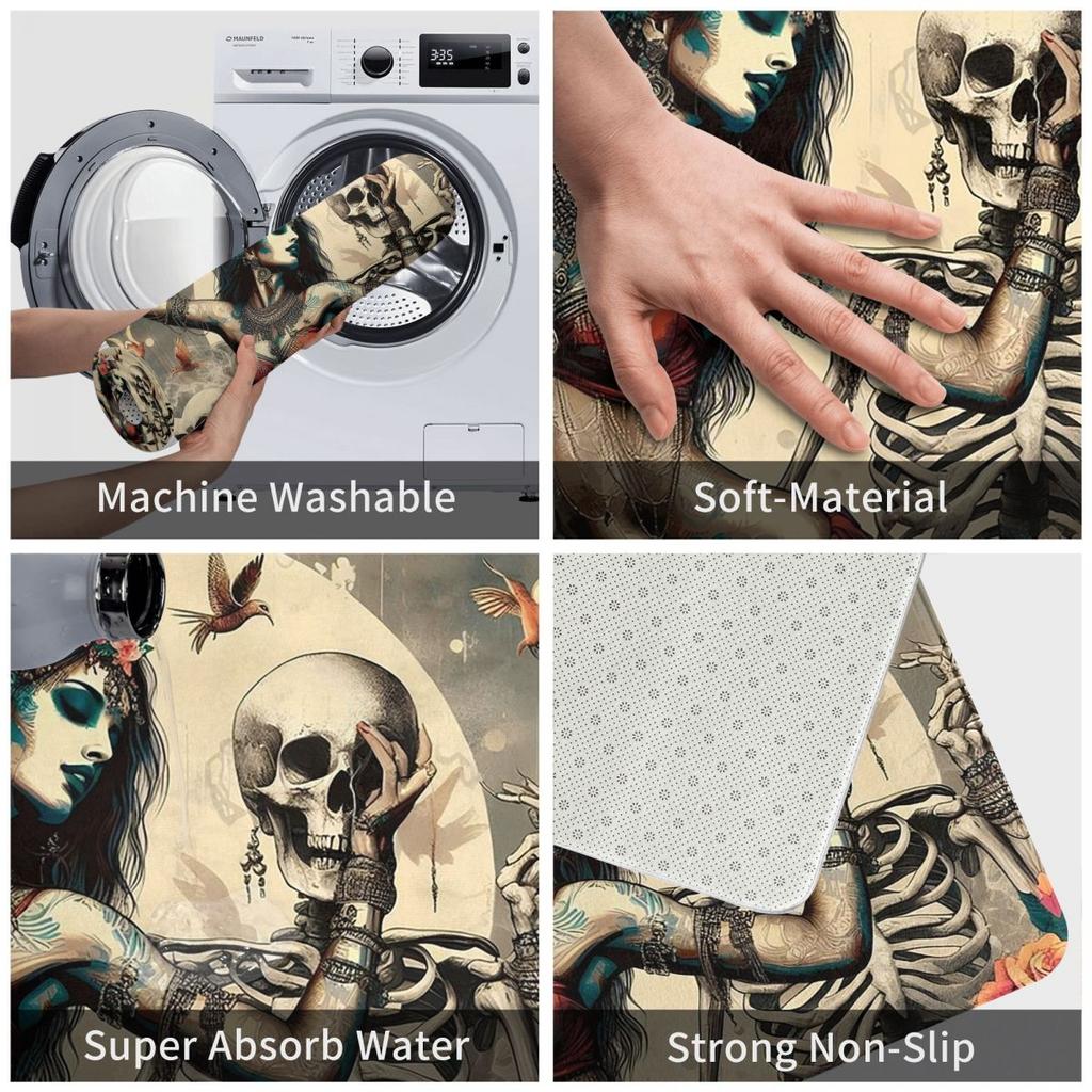 Alexander Gothic Las Elegantes Girls Day Of Dead Skull Non-slip Doormat Floor Mat Carpet Rug for Kitchen Entrance Footpad Mats
