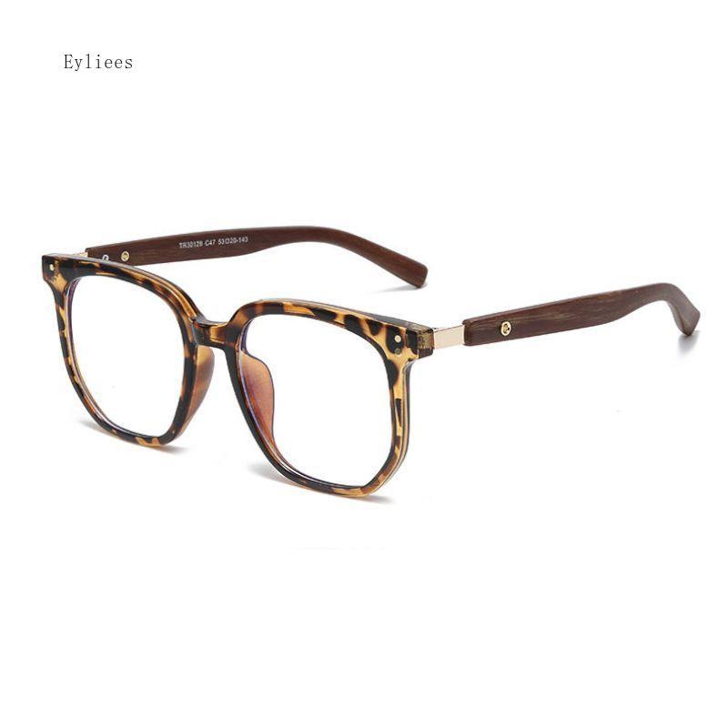 Trendy Anti Blue Light Wooden Grain Leg TR90 Glasses, Men Women Big Square Blue Ray Blocking for Computer Glass Frames gafas