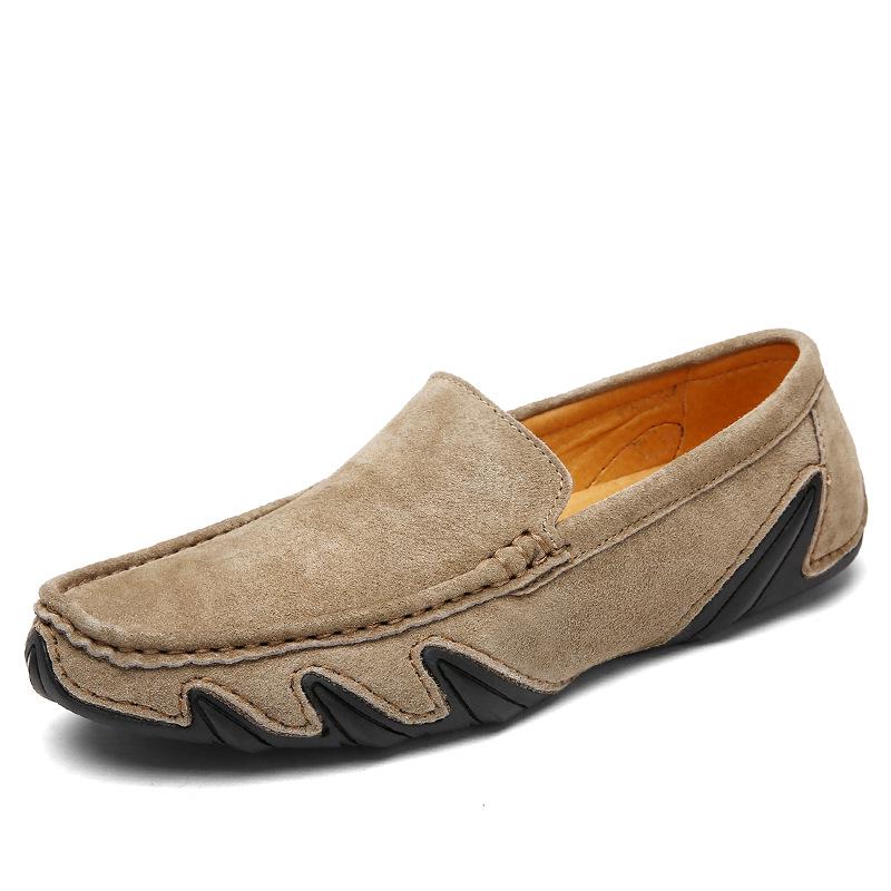 Plus Size Genuine Leather Made Korean Trendy Versatile Casual Shoes Slip-on Lofter Driving Shoes