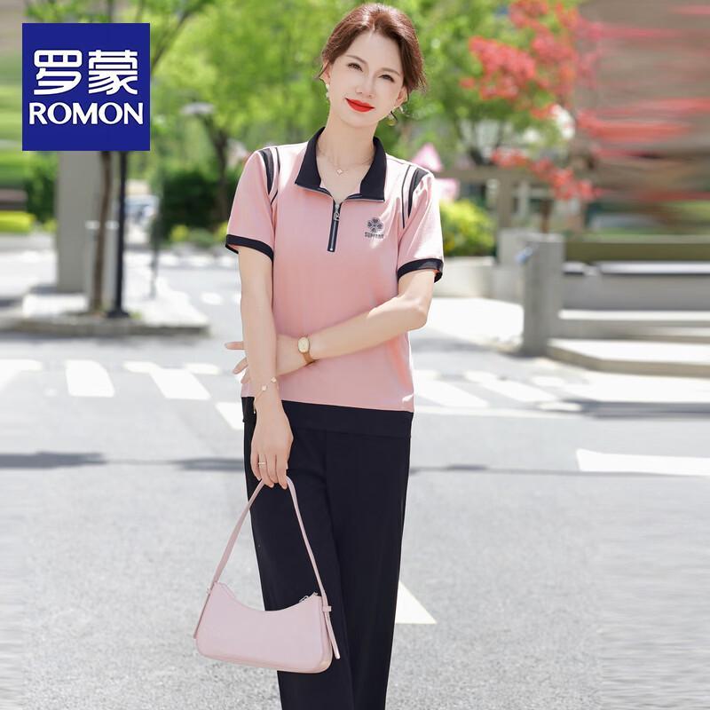 ROMON Women s Summer Short-Sleeve Casual Sportswear Set 4XL