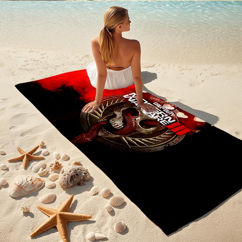 1Pc Modern Warfare Skull Graphic Beach Towel Quick Dry Multiuse For Beach Pool Gym Yoga Home Travel Christmas Halloween Xmas Gift Q1910