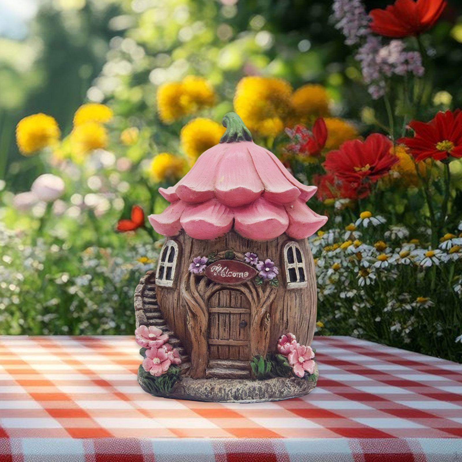 

Mushroom Fairy House Figurine, Garden Accessories, Decor for Lawn Terrace Micro
