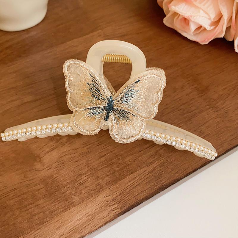 

Маленькая свежая заколка для волос с жемчугом-бабочкой, модная простая милая заколка-акула, повседневные универсальные аксессуары для волос для диска
