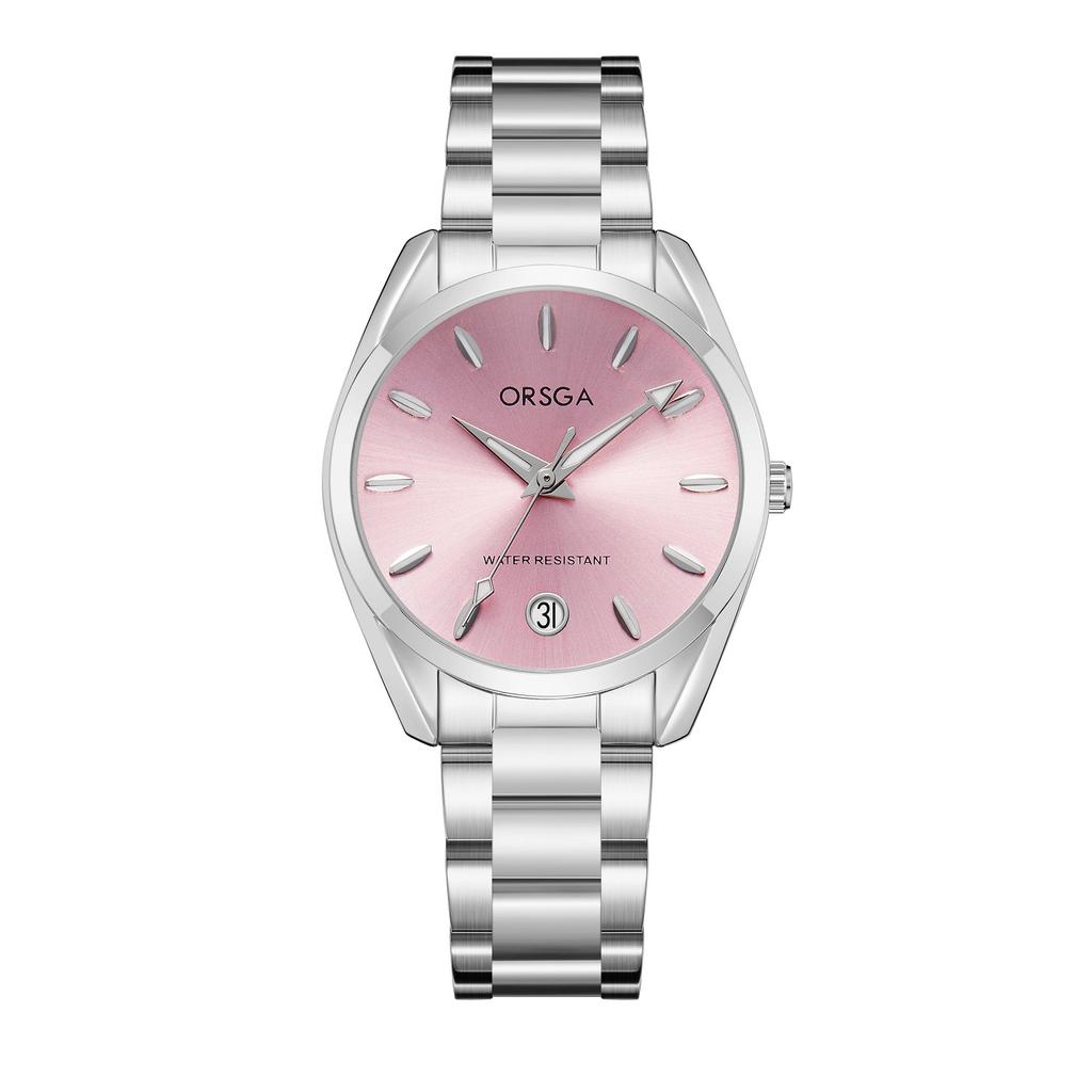 Luxury Women's Watch 34mm Fashionable Stainless Steel Rhinestone Pink Minimalist Girl Clock Outdoor Travel Women Wrist Watches