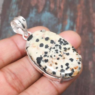Χειροποίητο μενταγιόν Dalmation Jasper Gemstone 925 κοσμήματα για εκείνη