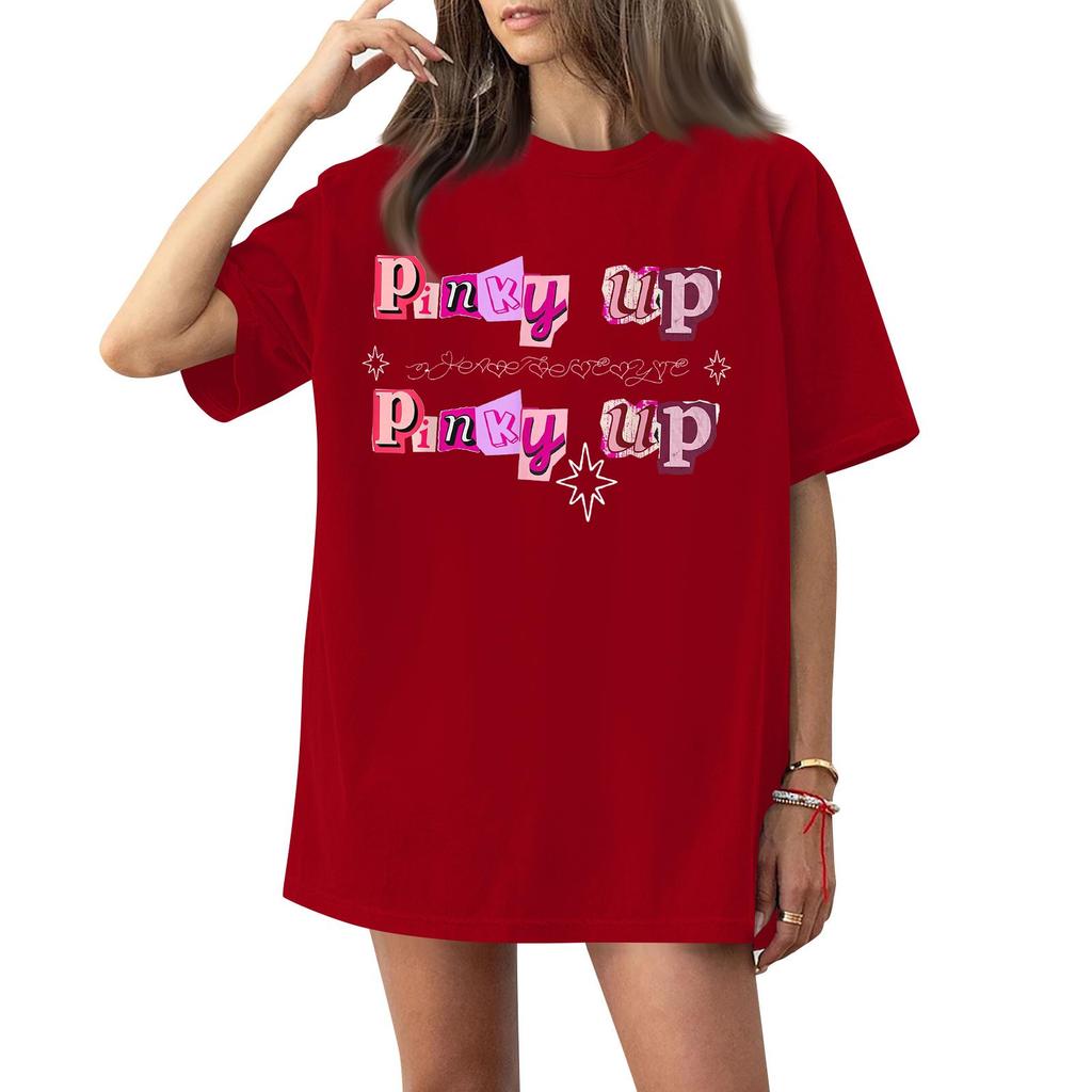 Women's Casual Fashion Round Neck Casual Print Short Sleeve T-Shirt Top