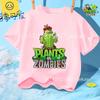 Sommer Rundhals T-Shirt für Jungen Mädchen Lässig Tägliche Kleidung Plants Vs Zombies Niedlich Kawaii Cartoon Mode Street Style 312Y