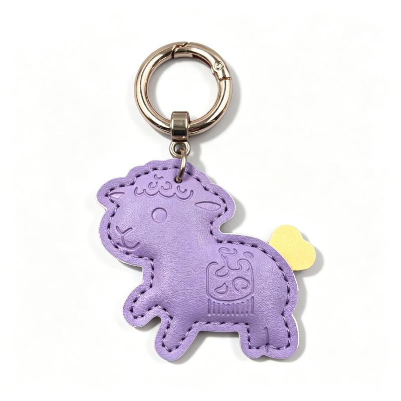 Sheep Pendant With Spring Buckle Pu Leather Bag Charms For Girls Handbags Backpack Decor Accessories Trendy Gift