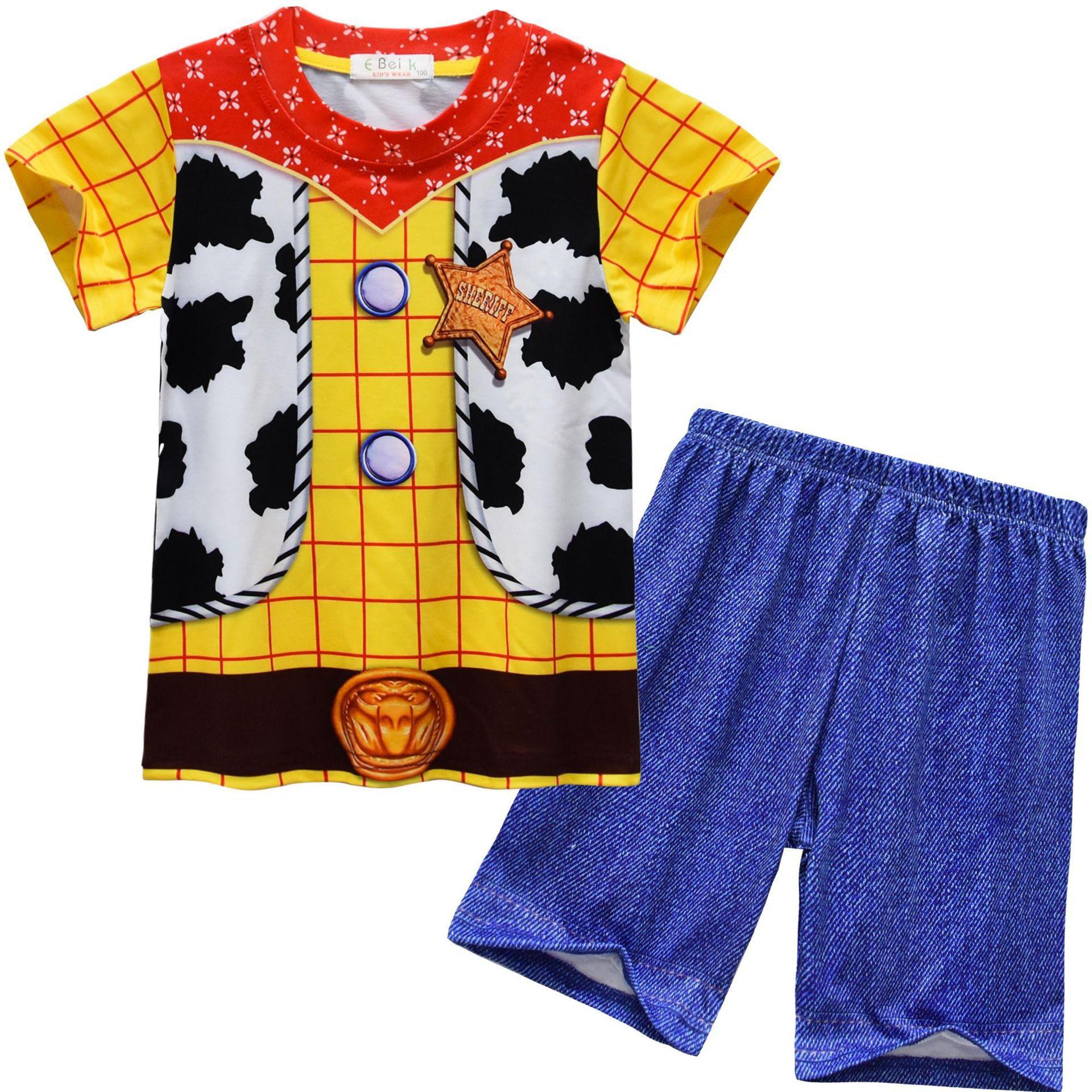 

Short Sleeves, Animated Cartoon Digital Printing, Middle-Aged And Older Children S Daily Loungewear, Short Sleeves + Shorts Set 91217 110