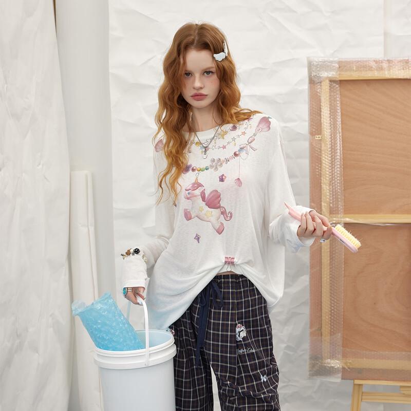 UNIFREE Sweet Unicorn Print Loose T-Shirt