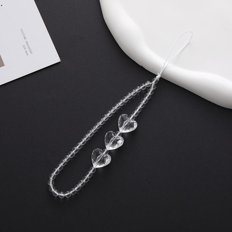New Heart-Shaped Beaded Phone Chain, Wooden Heart Accessory, Anti-Drop and Anti-Loss Phone Case Pendant, Wristband