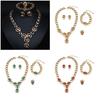 Crystal Bridal Jewelry Set Sparkly Crystal Necklace and Ring Beaded Bracelet Drop Earring for Women Wedding Outfit  Red