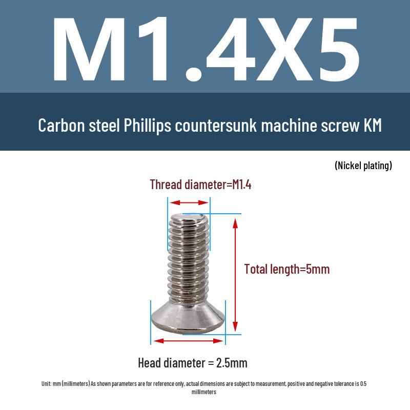 

Yi Gu Iron-Plated Nickel KM Countersunk Phillips Head Screw M1-M6 for Microelectronics