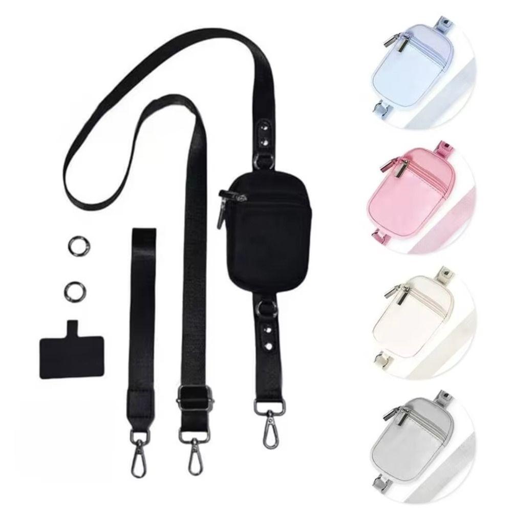 Zippered Pouch Phone Lanyard Wallet Detachable Mobile Phone Lanyard  Phone Accessories
