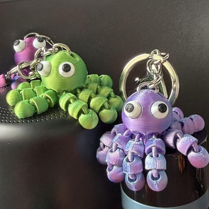 Portachiavi Polpo 3D Carino - Tentacoli e Piedi Flessibili Colori Vivaci Accessorio da Appendere per Sacchetto Regalo di San Valentino Decorazione da Scrivania