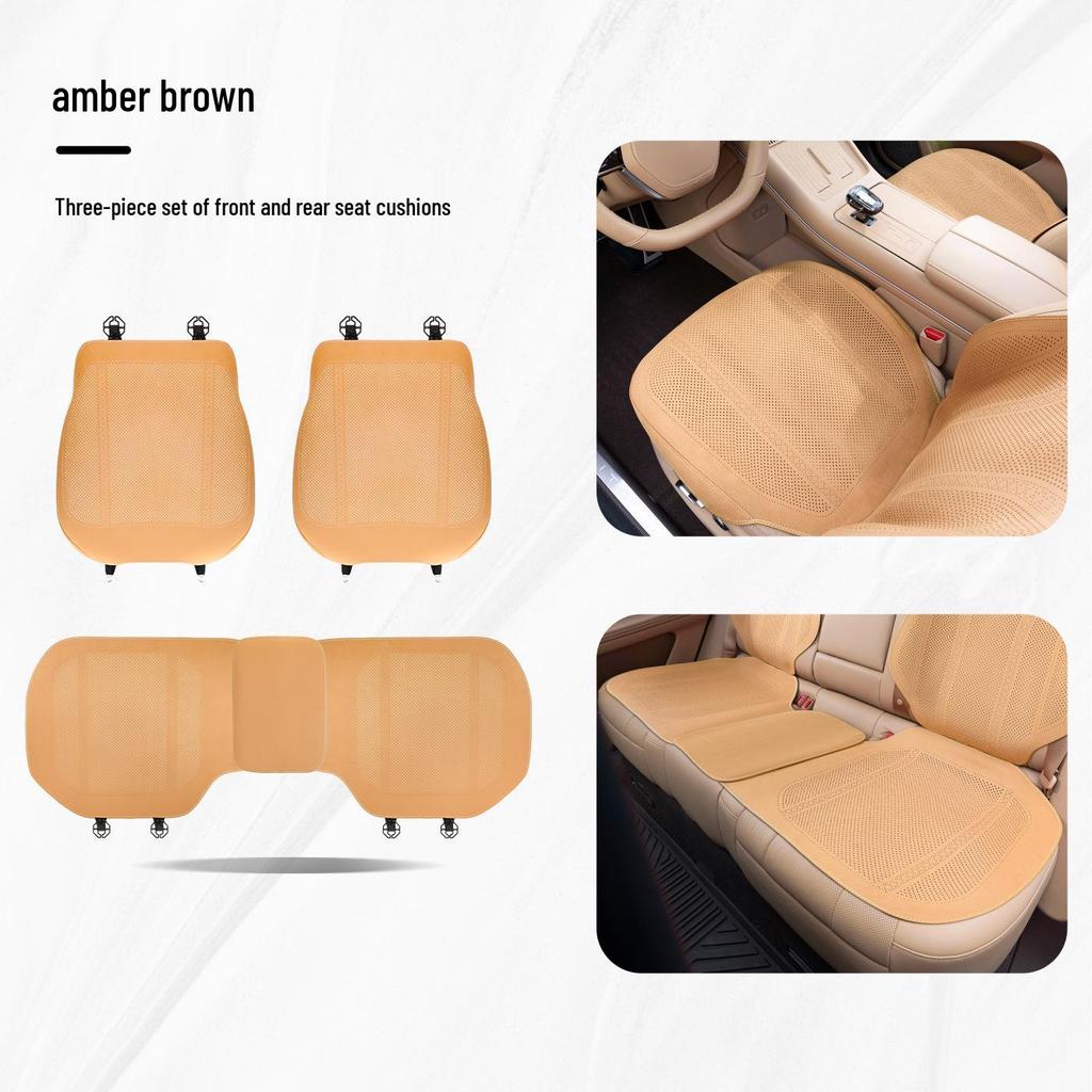 Denza Four Seasons Breathable Car Seat Cushion - Comfortable, Thin Plush, Single-Piece Cover