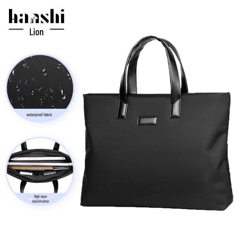 Men's & Women's Waterproof Oxford Cloth Briefcase: Casual Handheld Bag for Documents or Laptop, Ideal for Commuting or Conferences.
