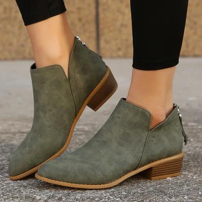 Neue Damenstiefel Herbst Spitz Wildleder Dicke Ferse Stiefeletten Damen Übergröße 43 Reißverschluss Absatz Knöchelstiefel Zapatos Mujer