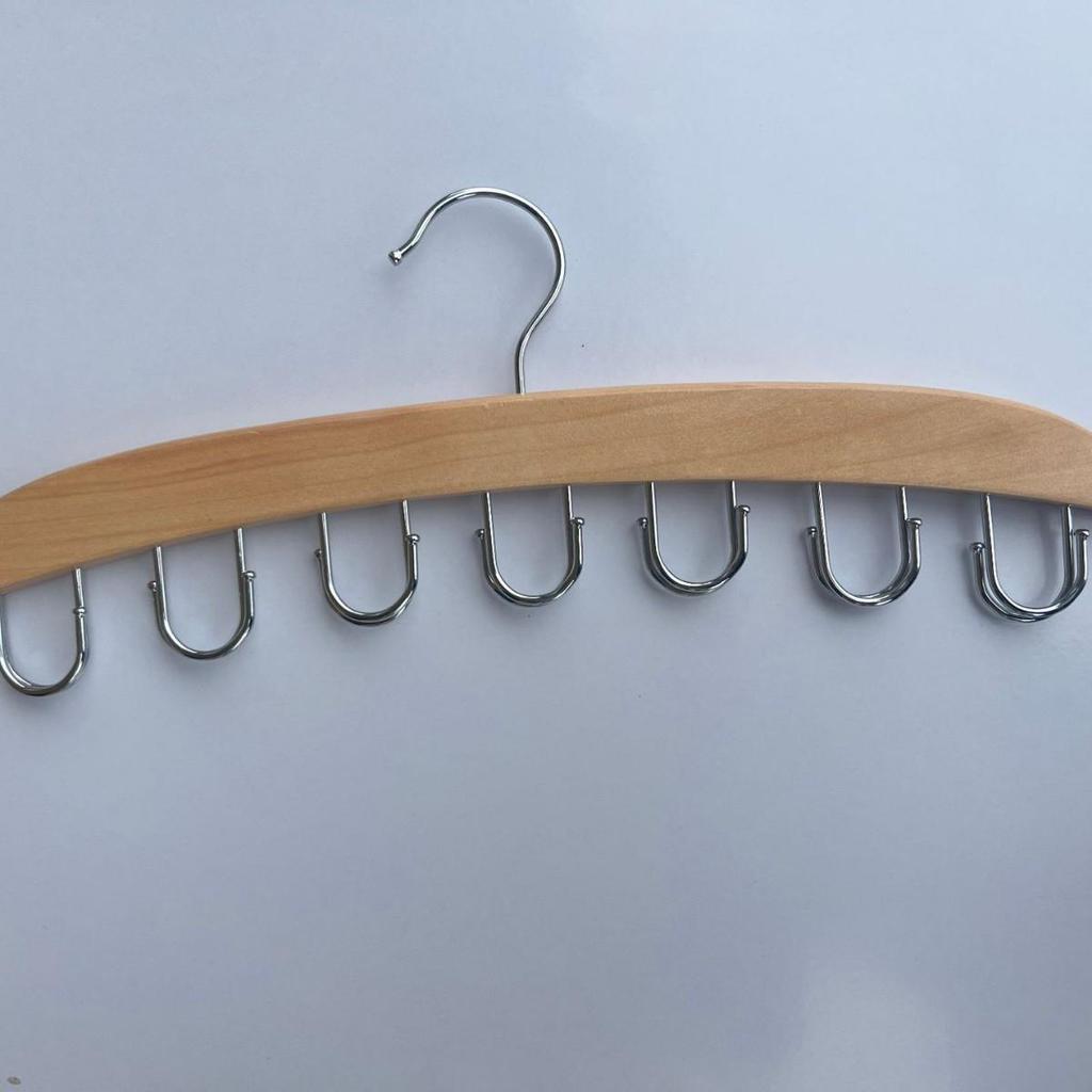 14-Hook Multifunctional Solid Wood & Leather Adhesive Foldable Metal Clothes Hanger