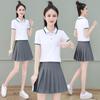 Women's Summer Pleated Skirt and Short-Sleeve Top Set for Teachers