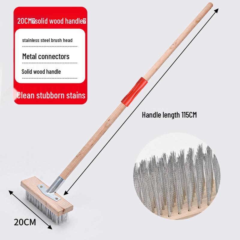 Long-Handled Stainless Steel Wire Brush for Household Floor and Toilet Cleaning