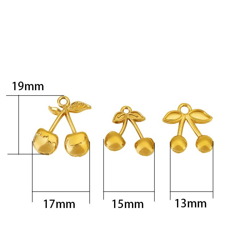 5 Stück PVD Edelstahl Halsketten Anhänger Perlen Los Nie verblassend Kirsch Anhänger für DIY Armband Ohrringe Zubehör Schmuckherstellung