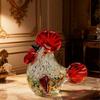 Artistic Glass Roosters Figurine Colorful Handmade Craft Safe Decoration for Family Homes with Children