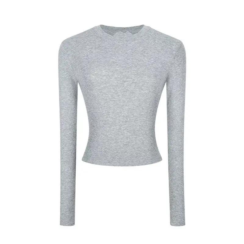 Women's Slim-Fit Long-Sleeve Top - High-End Round Neck Tee for Spring/Autumn