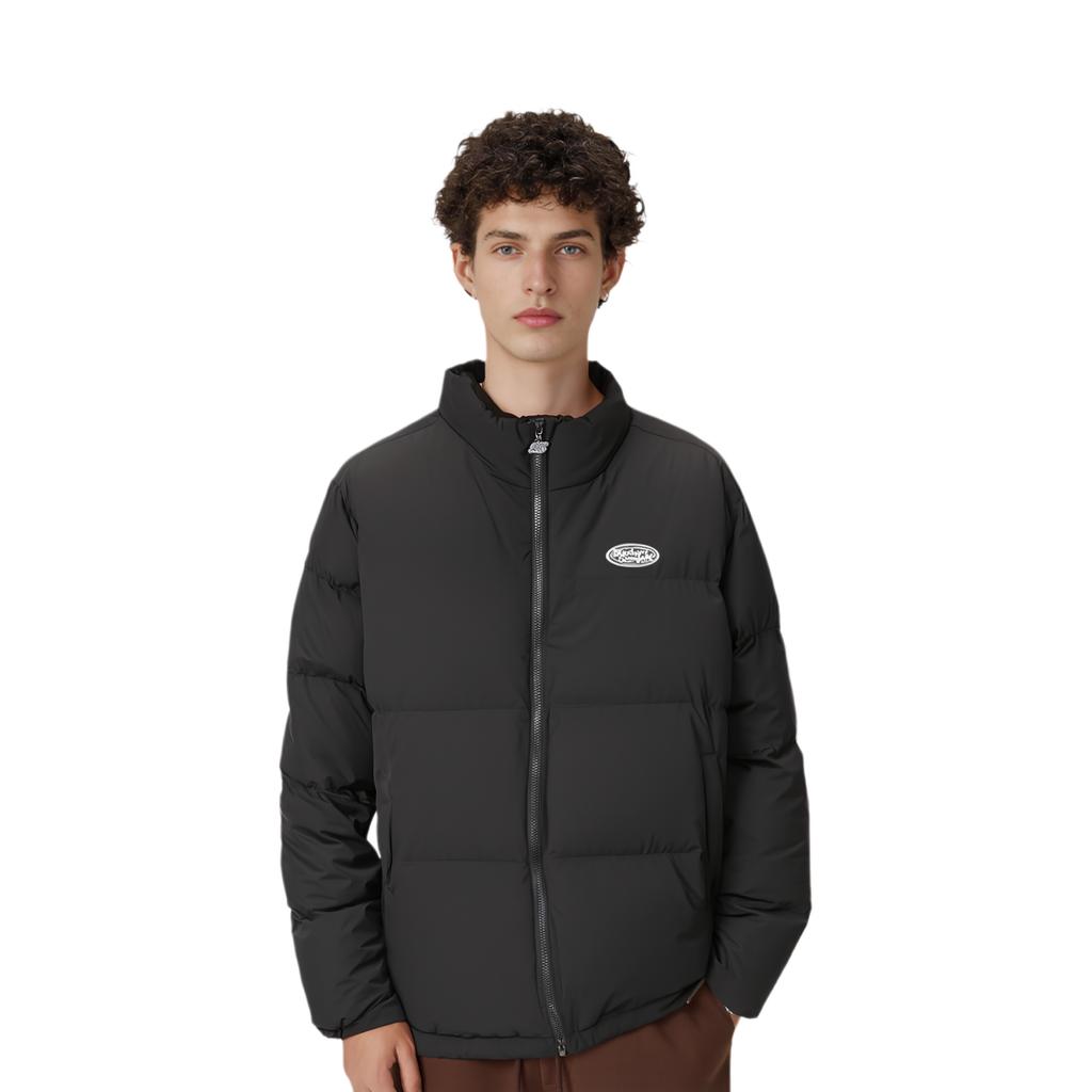 Skechers Letter Print Stand Collar Short Sleeve Cotton Jacket Unisex Jacket Carbon-Black L423U101-0018