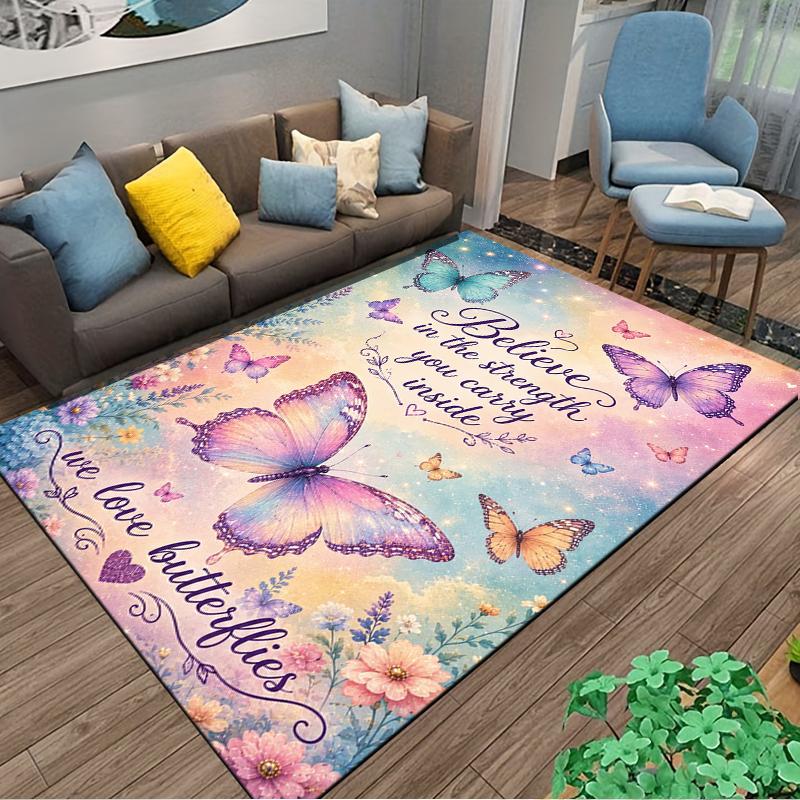 Butterfly carpet Set with Inspirational Quote carpet set (1 duvet cover, 2 pillowcases, duvet not included)