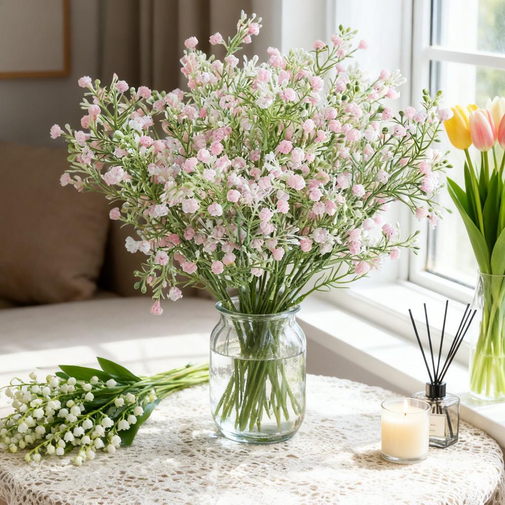 Artificial Flowers Simulated Plants Gypsophila Festival Wedding Bridal Bouquet Spring Home Room Decor Vase Table Diy Gifts Cheap