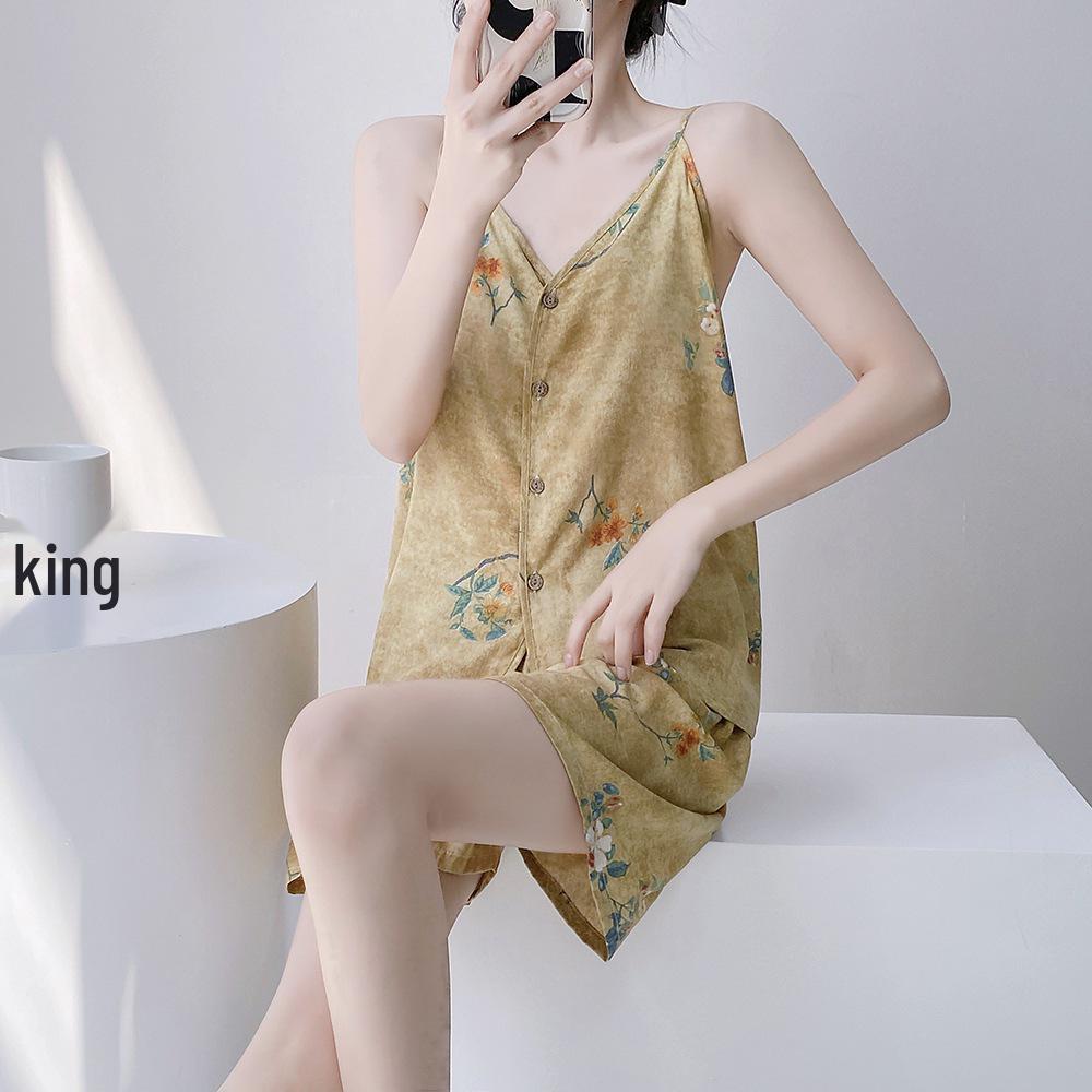 Neo-Chinese Cotton Silk Camisole Pajama Set for Women - Summer 2025 Beach Style