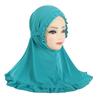 Breathable Girls Neck Shawl Crinkles Texture Solid Color Girls Muslim Hijab Soft Stretch Children Islamic Headscarf
