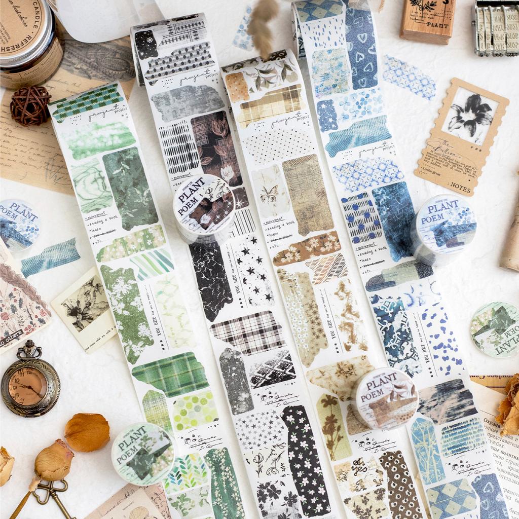 5*200cm Vintage Botanical Washi Tape, Fabric-Texture Repeat Pattern, Artistic Journal Decorations