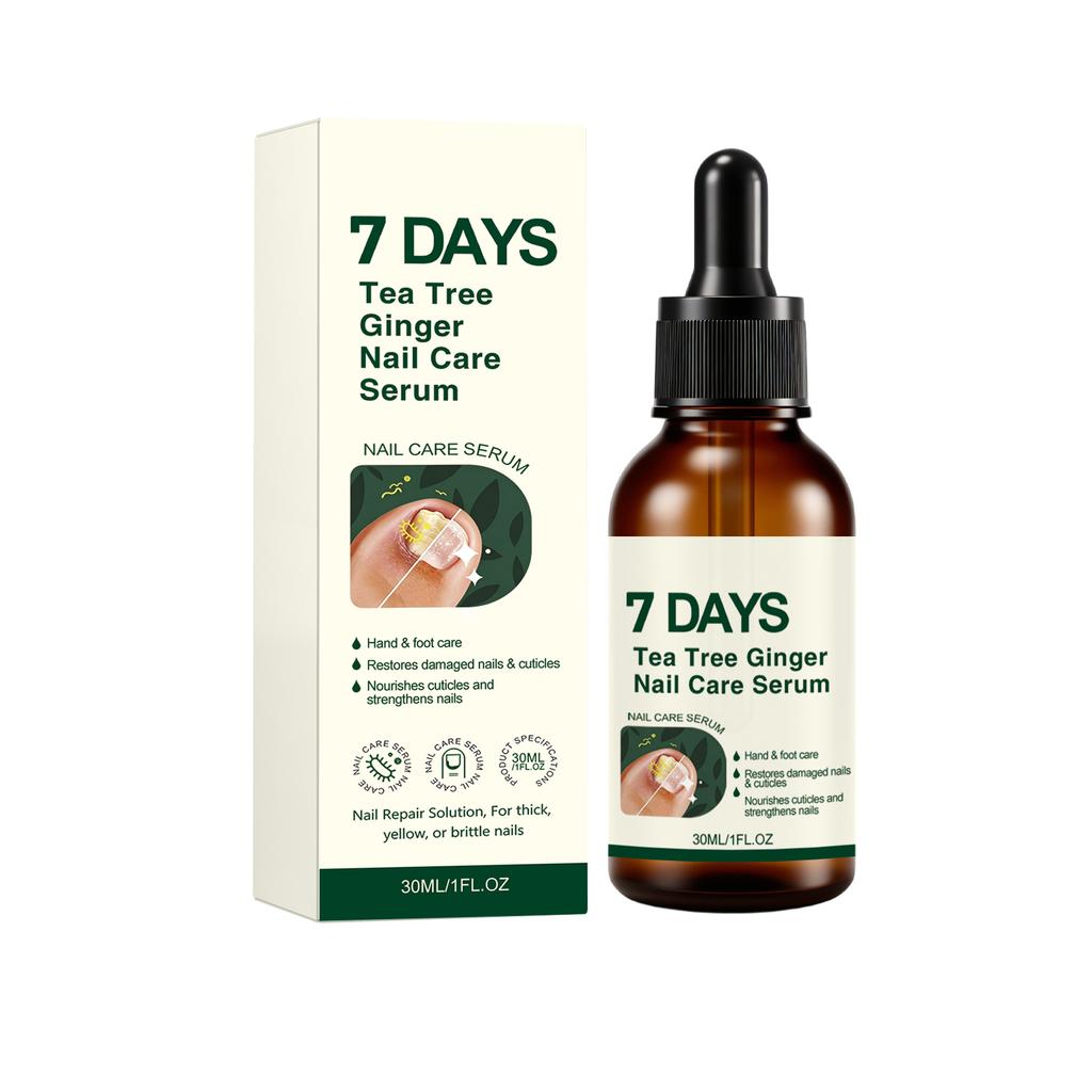 Tea Tree Ginger Nail Care Serum 30ml Nail Essence for Cuticle Repair Nail Strengthening and Nourishing Nail Treatment Solution for Hand and Foot Use