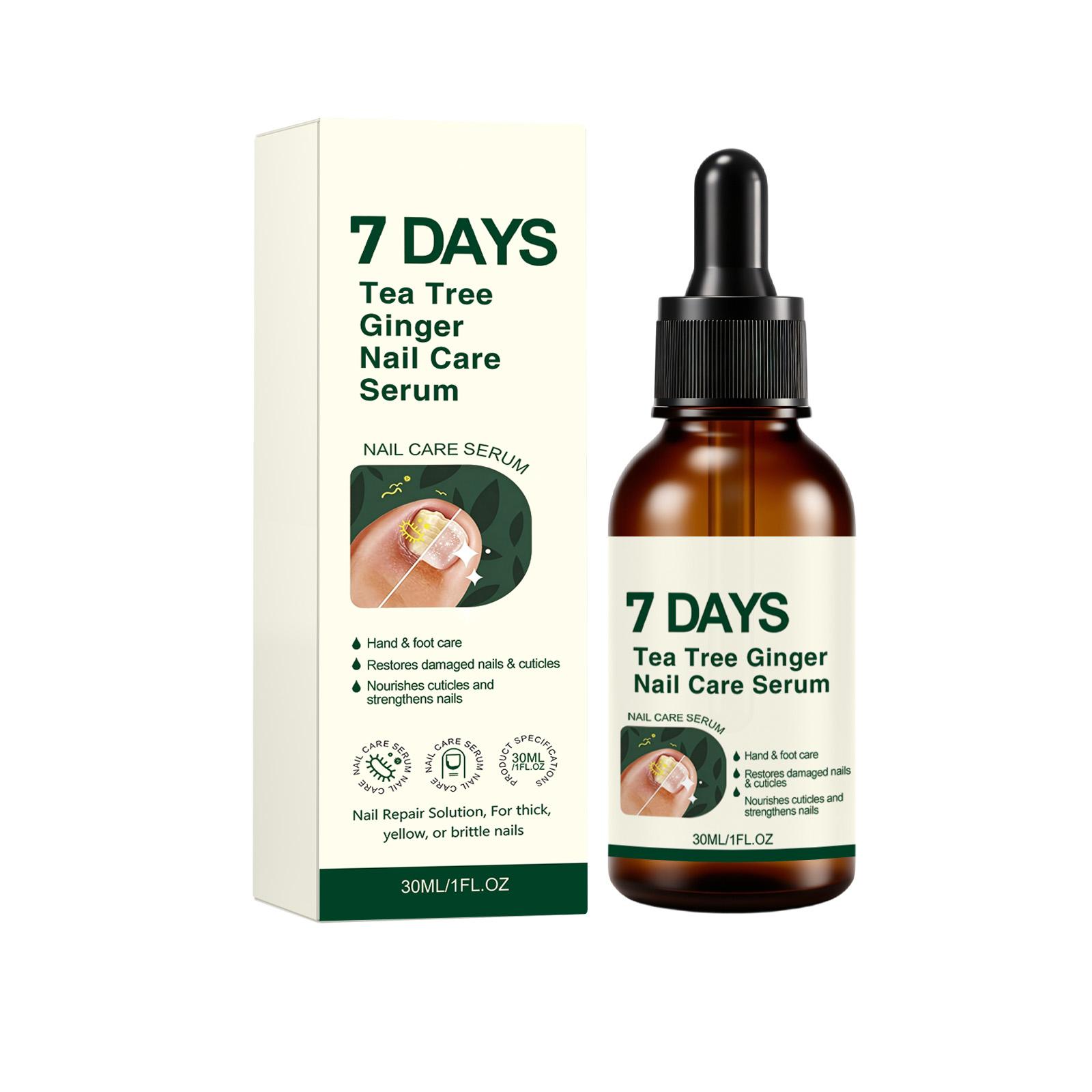 Tea Tree Ginger Nail Care Serum 30ml Nail Essence for Cuticle Repair Nail Strengthening and Nourishing Nail Treatment Solution for Hand and Foot Use One Size