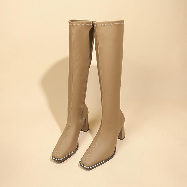 Fashion Autumn Winter Knee High Boots for Women Fashion Soft Sole Casual Soft Leather Women's Shoes New Designer Ladies Knight Boots