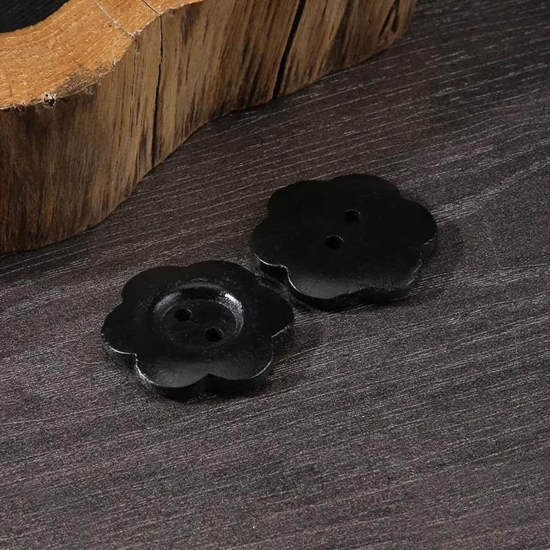 10 Stück Blumenknöpfe aus Holz, 2 Löcher, schöne Knöpfe mit flacher Rückseite, Damenmantel, Pullover, Bekleidungszubehör
