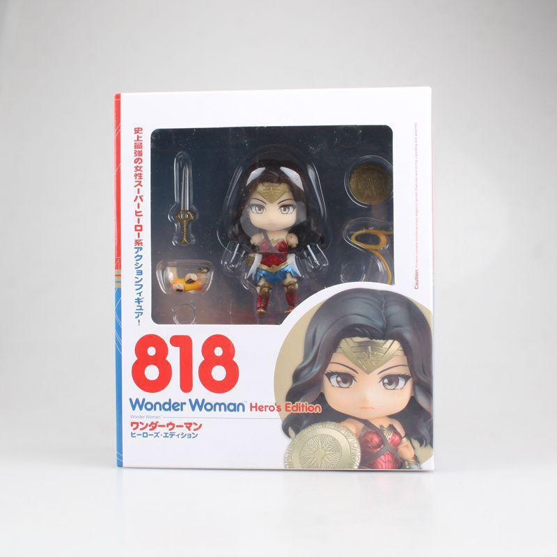 New 10cm Q Version 818 Wonder Woman Diana Justice League Chibi Posable Action Figure Boxed Collectible Desktop Ornament Figure with box