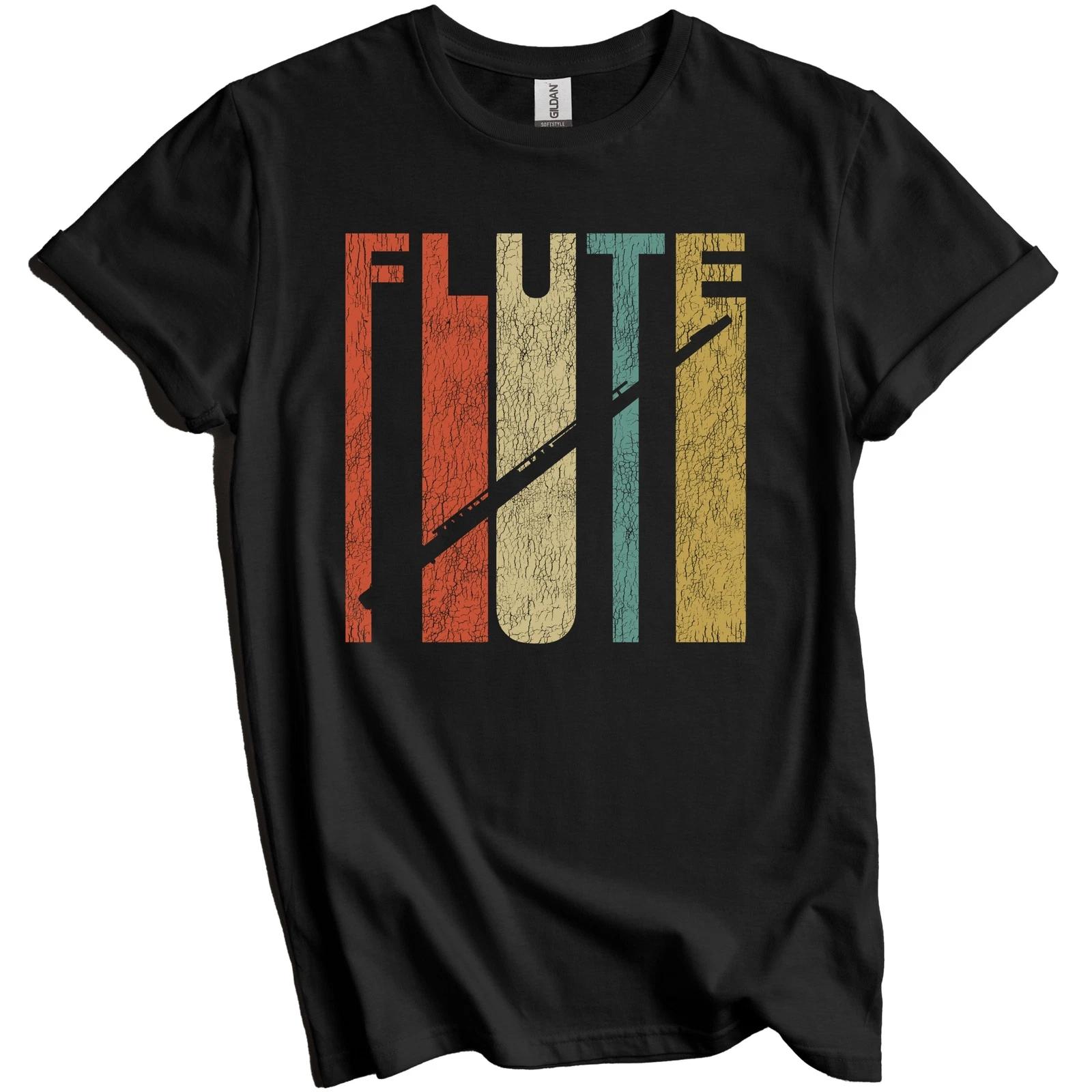 

Retro Flute Distressed Flautist Vintage Style Music T-Shirt M
