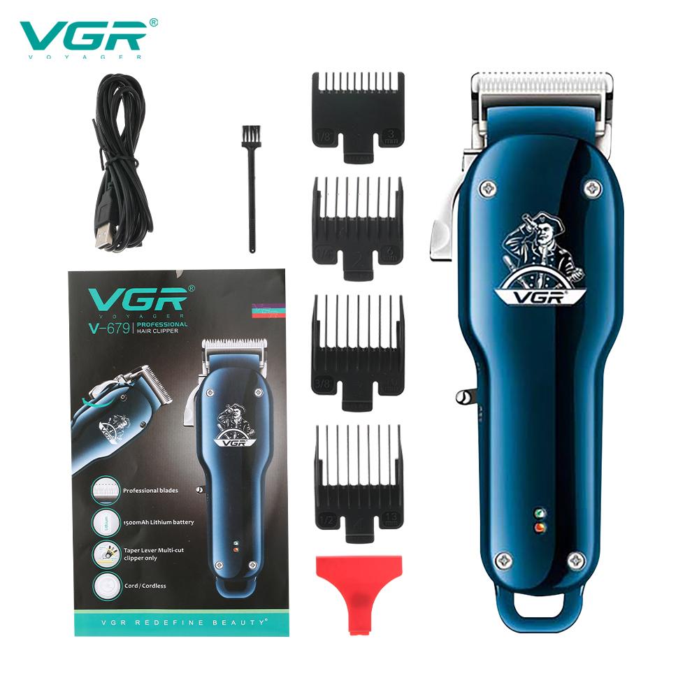 

2026 VGR Professional Electric Hair Clipper with Super Power Hair Clipper Men s Gradient Hair Clippers and Hair Removal Home Razor Shaver V-679 синій