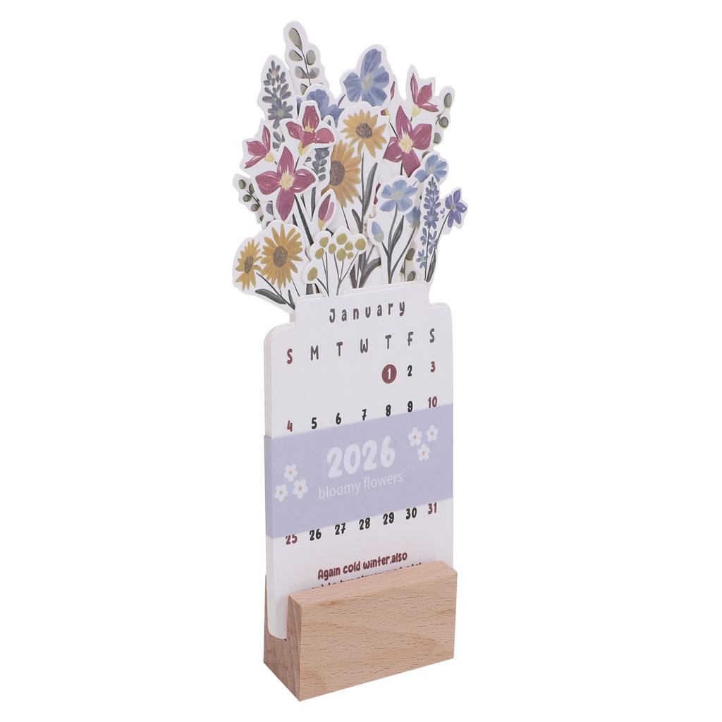 Flowers Desk Calendar 2026 Small Standing Decorative Floral School Desktop Accessories