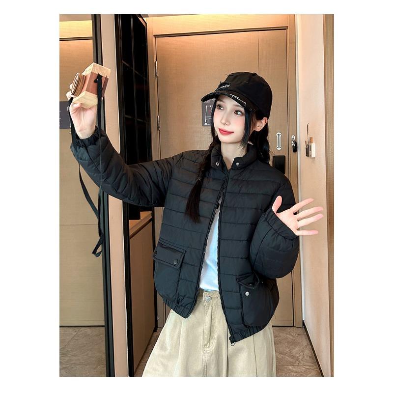 Lightweight Down Cotton Coat, Women's Short Autumn and Winter New College Stand Collar, Versatile Casual Cotton Coat, Small Person Cotton Jacket