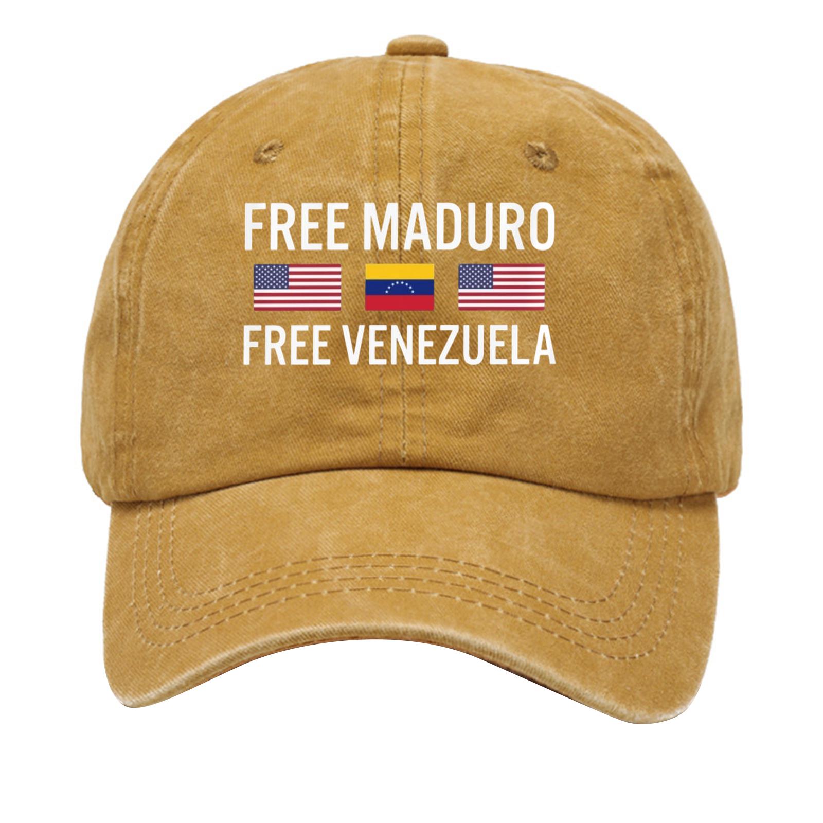 

Washed Cotton Baseball Cap With Printed Distressed Soft Top Denim Hat For Men, European And American Retro Hat one size жовтий