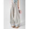 Spring 2026 High-Waist Lace-Up Straight Wide-Leg Trousers for Women