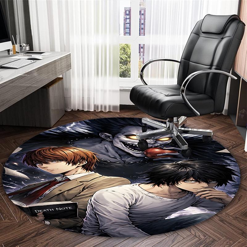 1pc D-Death Note  Carpet, Round Rug, Comfortable, Suitable for Entryways, Living Rooms, Office, And Bedrooms, Christmas Decoration