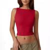 Solid Color round Neck Neck Sleeveless Top Pure Color round Neck Slim Fit Sleeveless Top Women