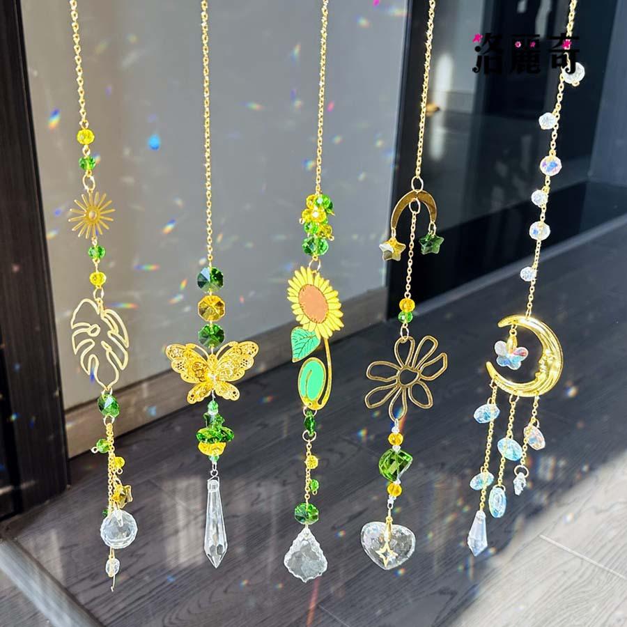 Sonnenblumen Windspiele Kristall Mond Sonnenfänger Hängende Raumdeko Traumfänger Garten Kinderzimmer Fensterdeko Dekorationen Geschenke